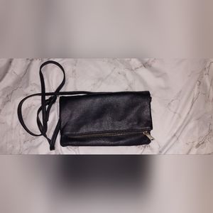 Black Fold Over Zipper Purse